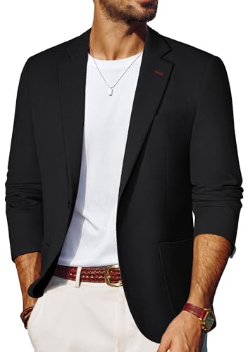 PJ PAUL JONES Giacca da uomo a un bottone con colletto a risvolto, blazer sportivo da cerimonia, Nero , M