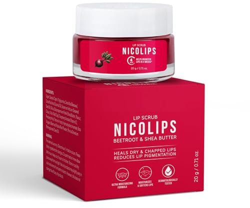 NicoLip.s Lip Scrub Balm Brightening Dark Lips for Men and Women Dry Lips/Smoker/Chapped Lip & Lipstick Stains Removal Lipcare, 20 g