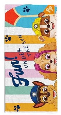 hermet, Strandtuch Paw Patrol, 70 x 140 cm, Badetuch für Strand oder Pool, 100% weiche Baumwolle, praktisch und leicht