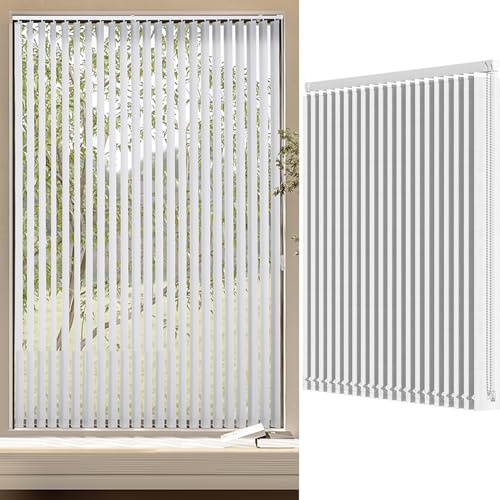Cortina de Láminas Verticales,Persianas Venecianas Verticales para Ventanas,Estores de Filtrado Luz Poliéster Blanco 98mm,Opacas 60%,Térmico y Privacidad,Personaliza,Ancho x Alto (80cm x 210cm)