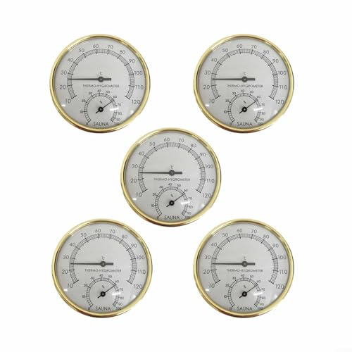 WIIYENA Termoigrometro per sauna, termometro da parete e igrometro, monitor digitale di umidità della temperatura, con display di facile lettura, per bagni turchi e bagni (5 pezzi)