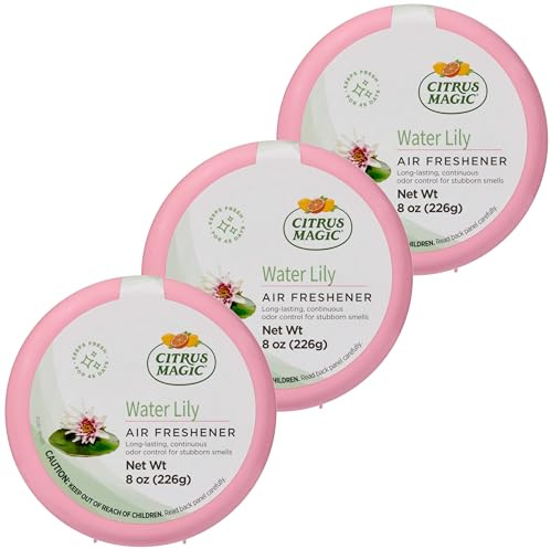 Citrus Magic Odor Absorbing Solid Air Freshener, Water Lily, 8-Ounce, Pack of 3