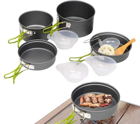 Set Da Cucina Da Campeggio - Set Da Cucina Per Viaggi Outdoor,Padelle Impilabili Da Esterno Con Manico Per Campeggio Viaggi In Sopravvivenza Escursionismo Picnic Dormitorio Attività