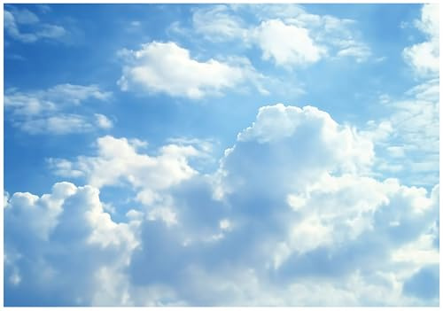 WallArena - Vlies Fototapete HImmel 350x250 cm - Fototapeten - Tapeten - für Wohnzimmer Schlafzimmer - Vliestapete Wandtapete Tapete 3D Effekt- inkl. Kleister - Wolken Blau Weiß