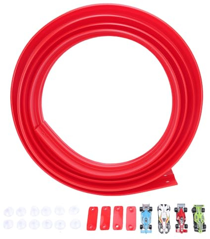 Elprico Flex Tracks, Anti Gravity Flexible Car Track, Tröghetsdrivna Leksaksbilar, Rolls Up Track Builder Lekset med 16 Tillbehör för Pojkar