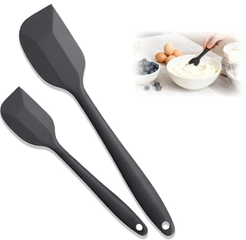 2 PCS Spatule en Silicone, Spatule Maryse souple de pâtisserie, Écologique Sans BPA, Antiadhésif, Résistant à la Chaleur, Lave-vaisselle sûr, 21.5 cm-27,5 cm