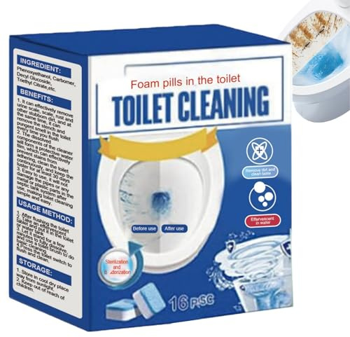 16 PCS WC Reiniger Extra Stark,WC Schaum Tabs für Wasserkasten,Kalk Entferner mit Frischem Duft,Spülkasten Hygiene Set,Toilettenreiniger Tabletten gegen Schmutz & Verkalkung