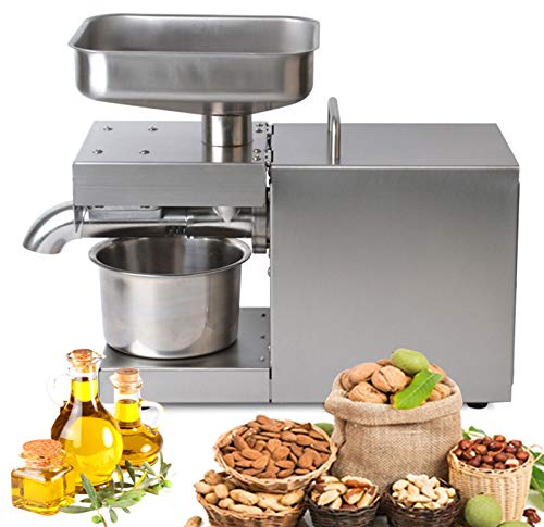 610W Oil Press Machine, 110V Home Commercial Automatic Oil Press Extractor, Steel Stainless Electric Cold and Hot Press Oil Expeller for Peanut, Sunflower, Tea Oil, Walnut Oil, Olive Oil