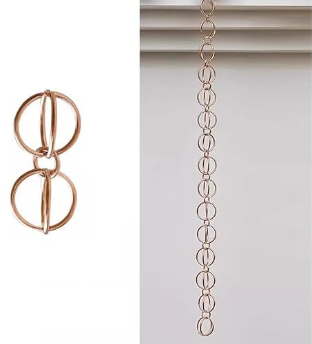 OLSKFUH Catena per Pioggia, Catena per Pioggia Ad Anello, Catena per Pioggia, Grondaia Circolare, Raccoglitore di Pioggia, Campanello A Vento, Deviatore di Acqua Piovana per,Brown-1m/3ft