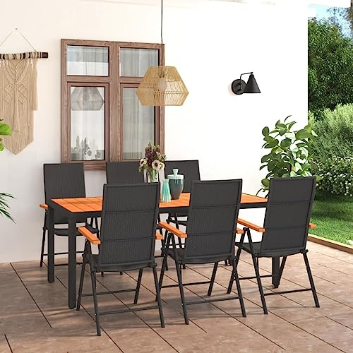 SKTQYQO Gartenmöbel-Set 7-teilig schwarz und braun Outdoor-Set Terrassenmöbel Geeignet für Balkone