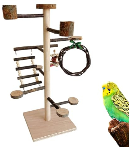 Vogel Spielplatz - Aus Holz Gefertigtes Spielgerüst Mit Spielzeug Und Käfigzubehör,Spielstand Mit Sitzstangen Für Keilschwanzsittiche,Für Und Voliere Nymphensittiche Finken Wellensittiche