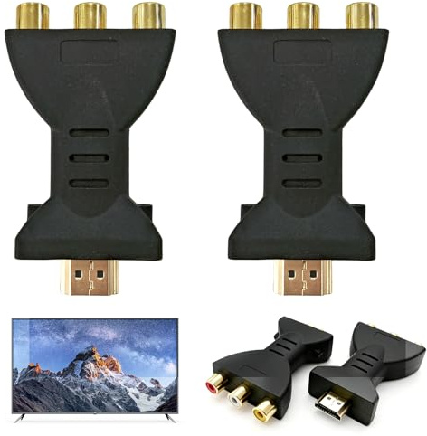 2 adaptadores HDMI a 3 RCA con convertidor de audio de vídeo, resolución de hasta 1080P, compatibilidad extendida para TV, proyectores, monitores antiguos conexión fácil Plug & Play, materiales