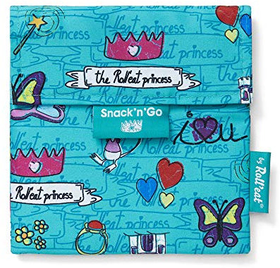 Roll’Eat ®- Snack'n'Go Kids | Porta Merenda per Bambini Porta Sandwich Riutilizzabile ed Ecologico senza BPA, Principesse Turchese