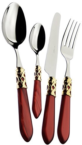 BUGATTI ALD3M-S4250 Aladdin Ménagère de 24 Pièces Service de Table Acier/ABS Bordeaux 39 x 27 x 5 cm