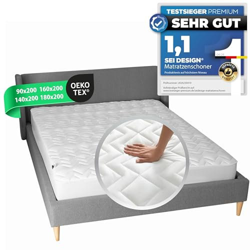 sei Design Matratzenschoner 160x200 atmungsaktiv - Luxus Matratzenschoner Spannbettlaken - Extra Soft & weich - Matratzen Schoner waschbar & trocknergeeignet - Matratzen Schutz - Schonbezug Matratze