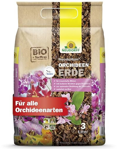Neudorff NeudoHum OrchideenErde - Torffreie Bio-Erde für traumhafte Blüten Aller Orchideenarten, 3 Liter