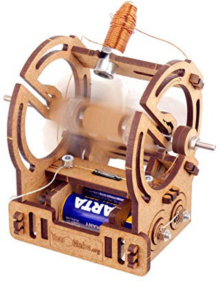 YouMake Elektromotor Holzbausatz - Klebefrei - Umweltfreundliche und Soziale Produktion aus Deutschland - Mit Batterien und Montagewerkzeug - Kostenlose Ersatzteile!