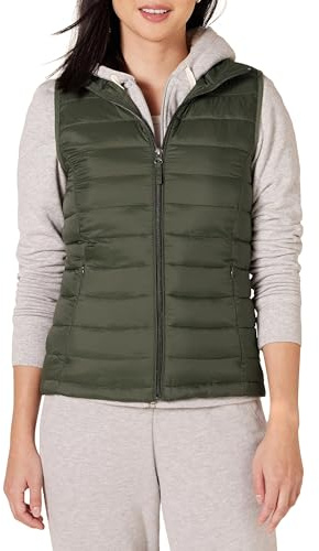 Amazon Essentials Doudoune Pliable Imperméable Légère Femme, Vert Olive, XS