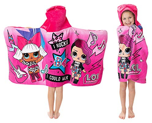 L.O.L. Surprise! Badetuch mit Kapuze, weich, Baumwolle, 61 x 127 cm, Rosa