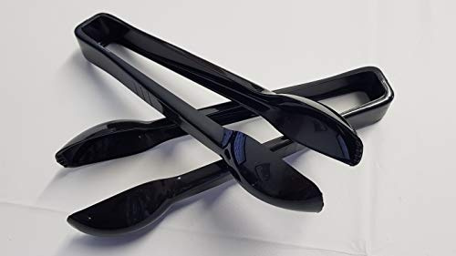 GSL 10 x Black Plastic Serving Tongs - Buffet Party BBQ Wedding 16cm - 6.5