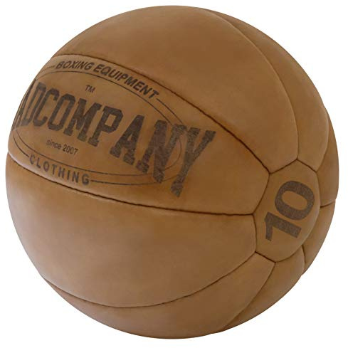 Bad Company Vintage Leder Medizinball in 10 Gewichtsstufen l Vollball aus hochwertigem Echtleder in braun oder schwarz I 1-10 kg