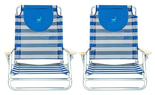 Ostrich SBSC-1016S South Adult Beach Lake Sand Lounging Chair, Striped (2 Pack)
