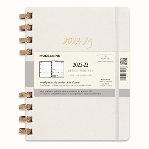 Moleskine Monatsplaner 2022, 2023, 12 Monate Terminplaner, Monatsplaner im Festen Einband, Maß Extra Large 19 x 25 cm, Remake Oyster