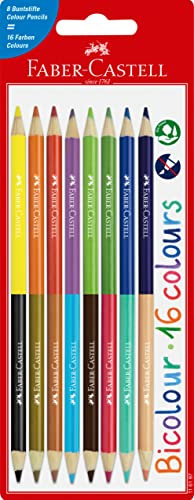 Faber-Castell 116197 - Buntstifte Set Bicolor, 8 Malstifte mit 16 Farben