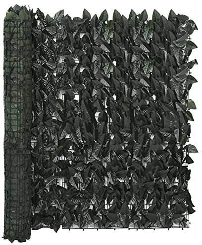 Leepesx Balkon-Sichtschutz mit Dunkelgrünen Blättern, Sichtschutz Garten, Balkon Seitensichtschutz, Sichtschutz Balkon, Sichtschutz Terrasse, Sichtschutzzaun, 400x100 cm