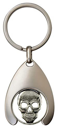 happyROSS Key Chain with Skull Chip and Shopping Trolley Token, Metal Colors, Unisex