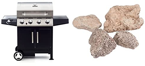 Sochef Golosone 4 Barbecue, Nero/Acciaio, 57x136x115 cm & Campingaz Roccia Lavica 3 Kg, Multicolore