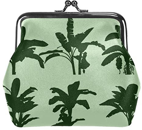 Münzgeldbörsen, Vintage-Tasche, Wechselgeldbörse, Bananenbaum-Muster, mehrfarbig, 3.3x3.6 in/11x12 cm, Klassisch