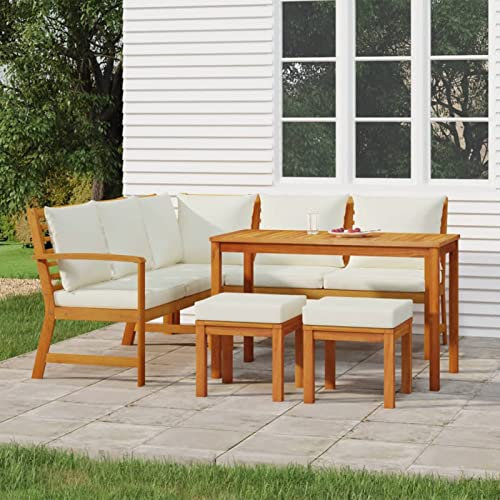 Yolola Lounge Gartenmöbel Set Holz mit Kisse Mecksofa Garten Balkonmöbel Sitzgruppe Loungemöbel Terrasse Gartenlounge Sofa Outdoor Gartensofa Sitzbank Gartensessel