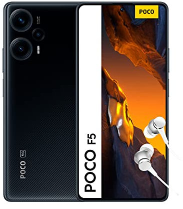 Xiaomi POCO F5 Smartphone+Kopfhörer, 12+256GB Handy ohne Vertrag, 120Hz 6,67'' AMOLED DotDisplay, 64MP OIS Dreifach-Kamera, 5.000 mAh, 67W TurboCharge, Dual-SIM, Black (DE Version)