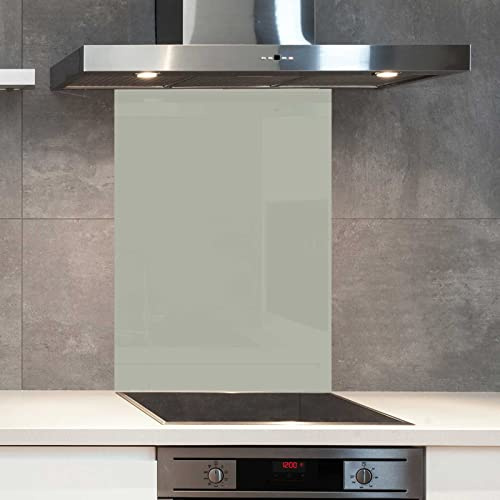 Premium 60 cm x 75 cm Dulux Silver Lichen Glass 6mm Kitchen Splashback Heat Resistant Toughened Polished Edges - Back Splash Back Coloured Hob Painted Tempered Splashback