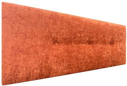 DHOME Cabecero Acabado Lana Natural con Botones Cabezal Tapizado Cama Dormitorio Alcolchado Winter Luxury (Lana Naranja, 135x50cm (120/135))