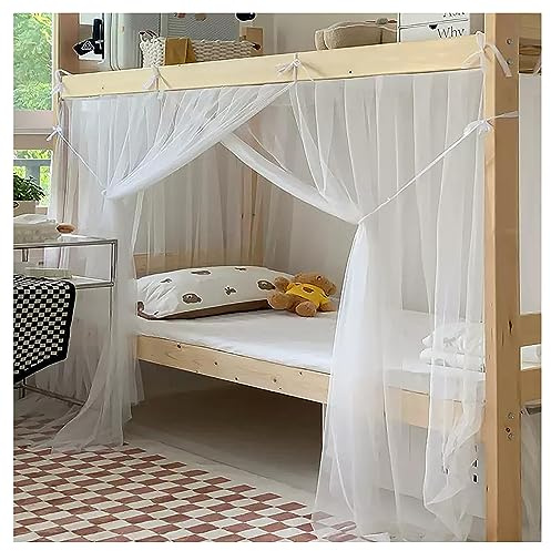 LONONE Moustiquaire à Baldaquin Pour Lit Superposé Inférieur - Rideau Simple Pour Dortoir d'Étudiants, Blanc Laiteux, 90cm