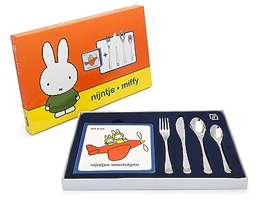 Zilverstad Kinderbesteck 4tlg Miffy Fahrzeuge + Buch