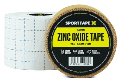 SPORTTAPE Combi Pack - 3.8cm Zinc Oxide Tan Tape & 5cm Fixation Tape | Sports, Medical & First Aid Strapping Pack for Patella Taping, Patello-Femoral Strapping & Blister Prevention