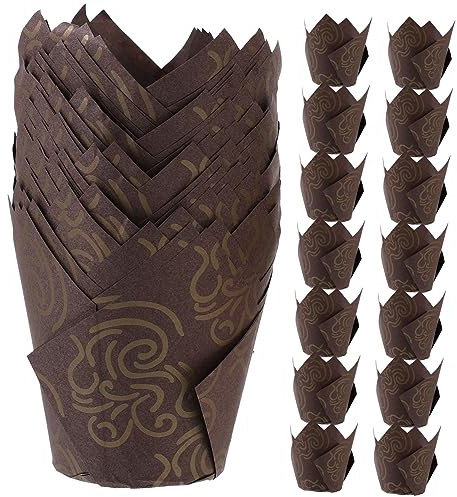BESTonZON 250pezzi Pirottini Per Muffin Carta Anti-grasso Design Tulipano Per Feste e Occasioni Speciali Confezione Pratica Per Pasticcerie e Cucine Domestiche