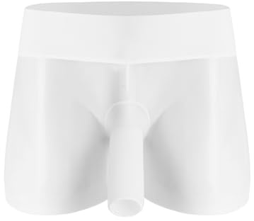 Kaerm Boxer Transparent Homme String Erotique Caleçon Transparent sous-vêtement Sexy Slip de Bain Underwear Gaine Blanche et Ouverte Taille Unique