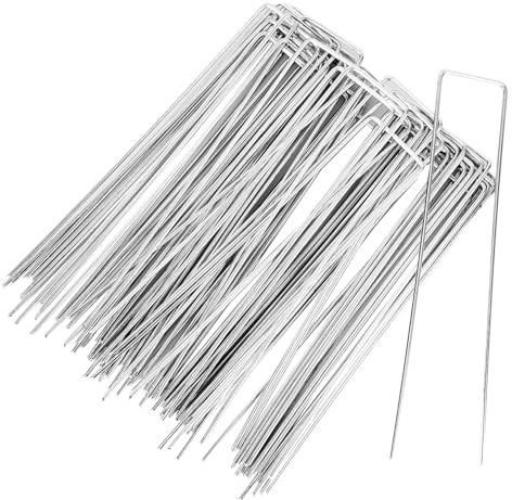 50 Stück Schwere Gartennägel Stahlpfähle 200mm lang 40mm breit Ø 2.3mm- Verzinkte Stahlklammern zur Sicherung von Unkrautvlies, Netzen und Rohren Für Harte Böden