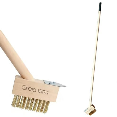 Weed Remover Tool Long Handle for Cleaning Patios,120cm Patio Cleaner Garden Brush,Wire Broom with Angled Wire Bristles,Weed Brush for Cleaning Block Paving and Driveway