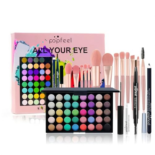 Joyeee Kit de Maquillage, Ensemble-cadeau de Maquillage Femme Ado Fille, Lot Maquillage Professionnel avec Palette de Fards à Paupières Mascara Eyeliner Crayon à Sourcils Pinceau