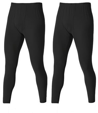 BEGIANT Lot de 2 Caleçons Thermiques Homme Hiver sous-vêtements Chauffants Polaire Ultra Doux Collants Longs pour Ski Sport Vie Quotidienne Leggings pour la Maison,Noir,3XL