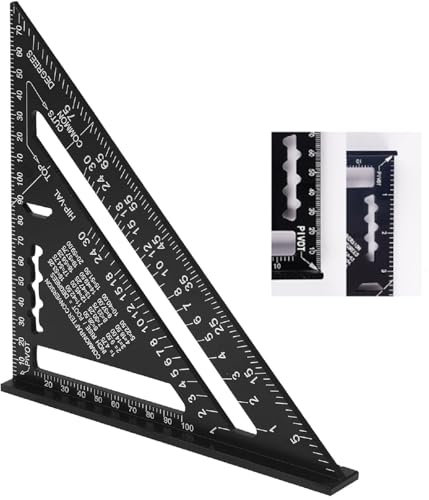 Dreieckslineal aus Aluminium, Metrisch Imperial Dreieckslineal, Zimmermannswinkel, Dreieck Winkelmesser Anschlagwinkel Anreisswerkzeug Zeichendreieck Lock Cylinder Lubricant (Schwarz)