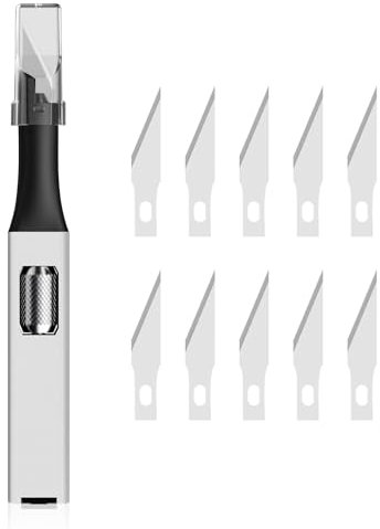 Cutter Di Precisione,con 10 Lame Taglierino,Bisturi,Coltello da Intaglio Artistici,Coltello da Penna,per Lavoro Artistico Fai Da Te Taglio, Scultura, Hobby, Album