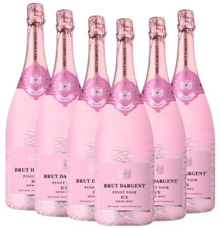 Brut Dargent Ice Pinot Noir | 6 x 0,75 L | 11% Vol. | Erfrischender Rosé Schaumwein | Fruchtig & Frisch | Ideal auf Eis | Perfekt für Sommerpartys