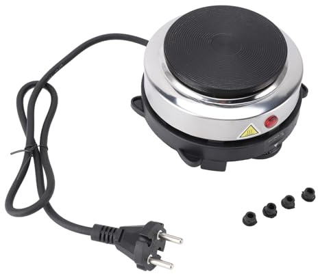 Petite Plaque Chauffante électrique en Acier Inoxydable, 6 Vitesses, Température Réglable, Brûleur de Théière électrique pour Moka (Prise UE 220V)