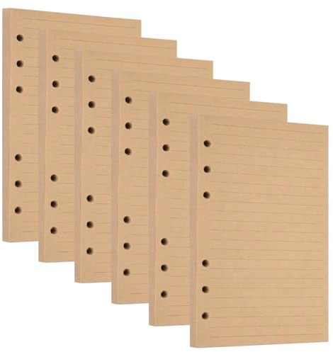 6 Pack A5 Nachfüllpapier 6 Loch Kraftpapier Papier Liniert 270 Blätter/ 540 Seiten Refill Paper Notizpapier für Ringbucheinlagen Nachfüllbar A5 Notizbuch